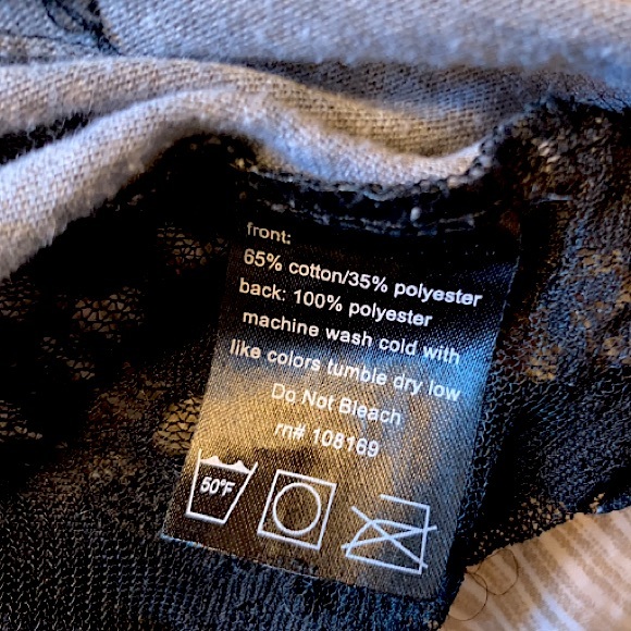 NWOT Tank Top Solid Grey Front, Lace Black Back - Picture 7 of 7